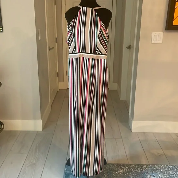 bebe One Piece Sleeveless Jumpsuit in Multi Strip Colors Size 4 - Picture 2 of 10